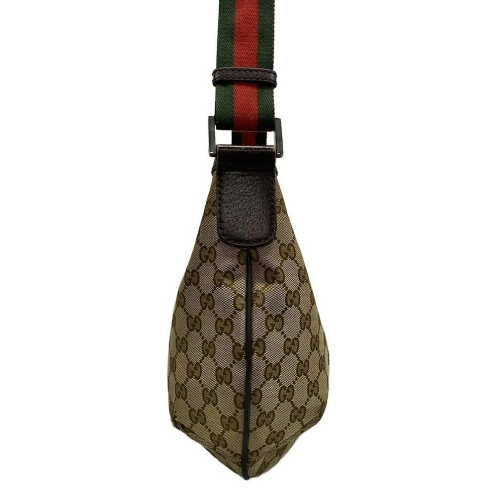 GUCCI GG Pattern, Shelly (Web) 181092 Beige Dark Brown Jacquard Leather - Picture 2 of 11
